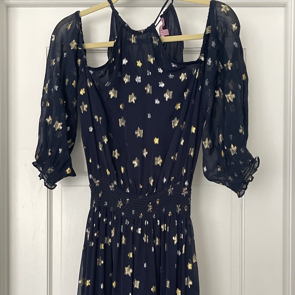 Calypso St. Barth Albali Metallic Star Silk Dress Small